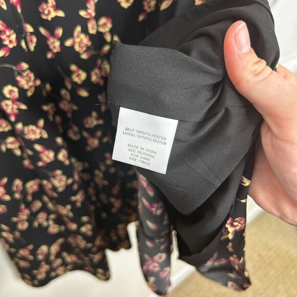 MODCLOTH Enjoy Every Moment Midi Dress Black Floral Long Sleeve Size 22 No Belt - Picture 10 of 12